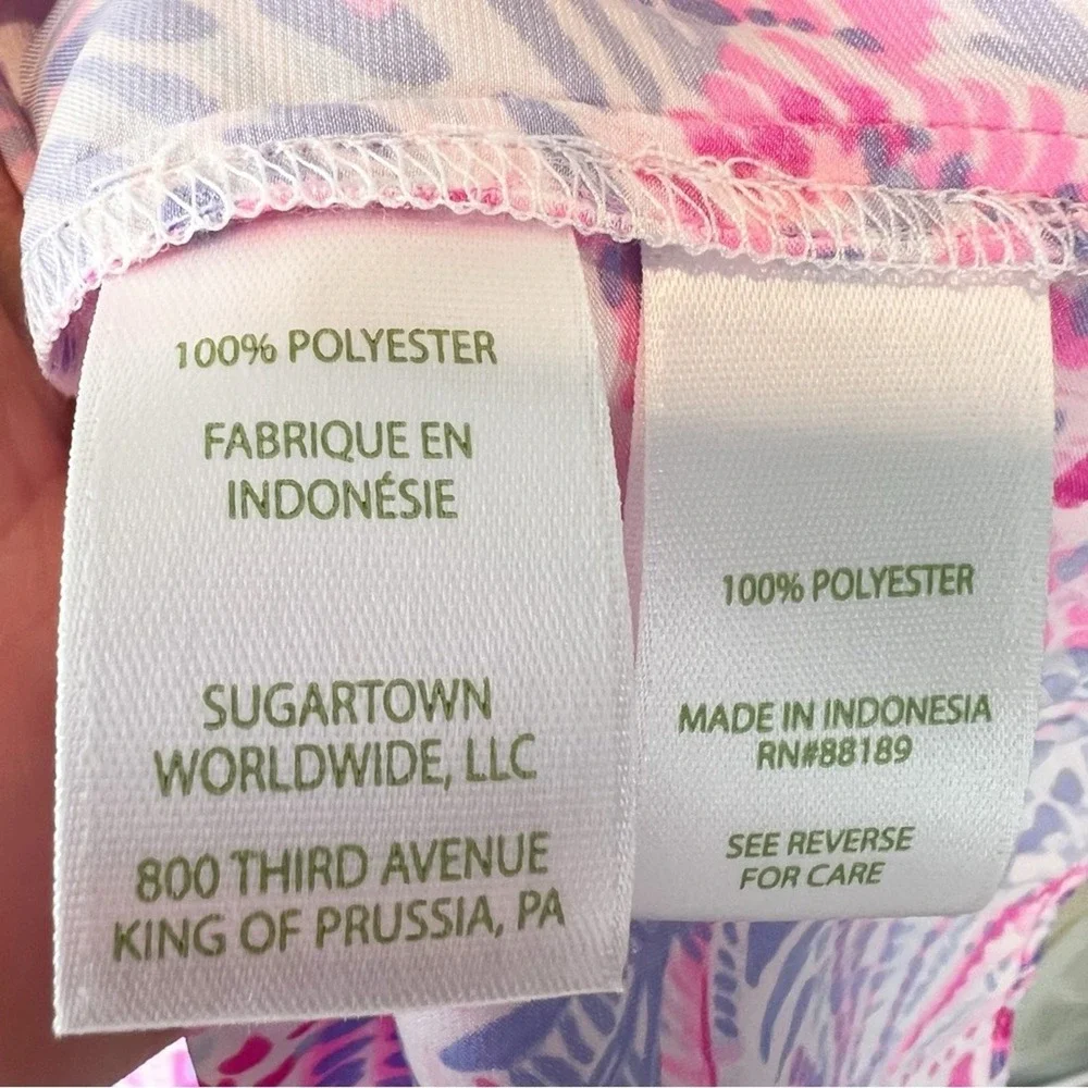 Lilly‎ Pulitzer Sea Shells Ruffle Mini Dress Pink Blue Purple Sleeveless Summer - Picture 11 of 13